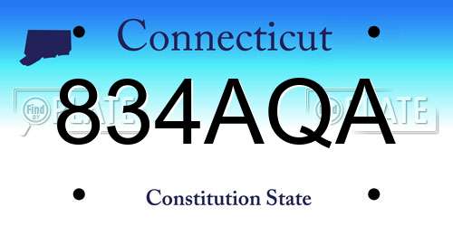834AQA Connecticut License Plate