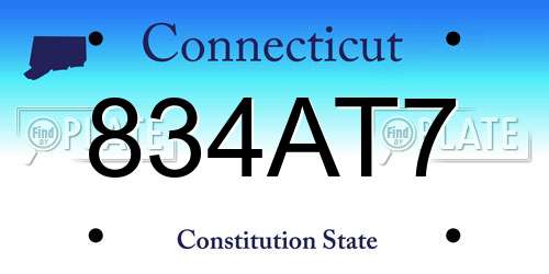 834AT7 Connecticut License Plate