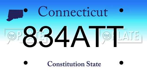 834ATT Connecticut License Plate