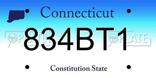 834BT1 Connecticut License Plate