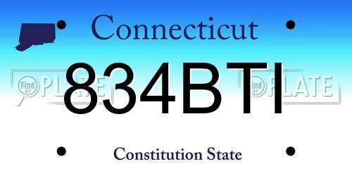 834BTI Connecticut License Plate