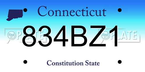 834BZ1 Connecticut License Plate