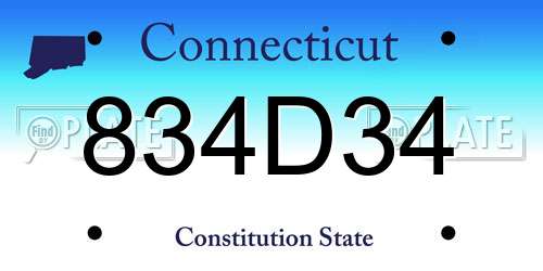 834D34 Connecticut License Plate