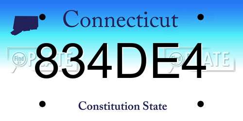 834DE4 Connecticut License Plate