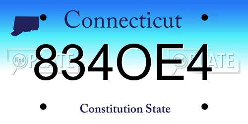 834OE4 Connecticut License Plate