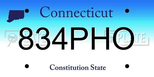 834PHO Connecticut License Plate
