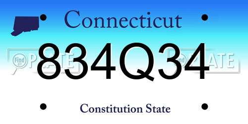 834Q34 Connecticut License Plate