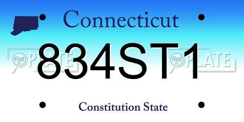 834ST1 Connecticut License Plate
