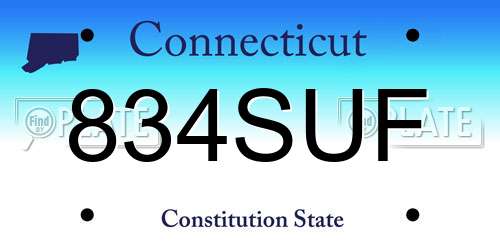 834SUF Connecticut License Plate