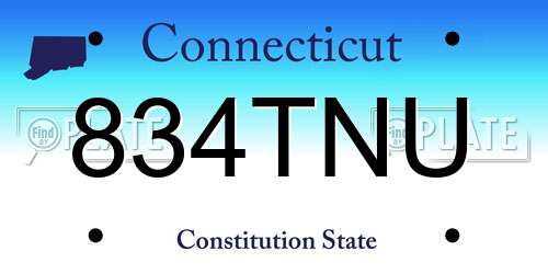 834TNU Connecticut License Plate