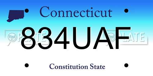 834UAF Connecticut License Plate