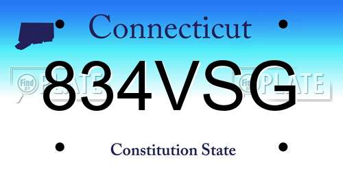 834VSG Connecticut License Plate