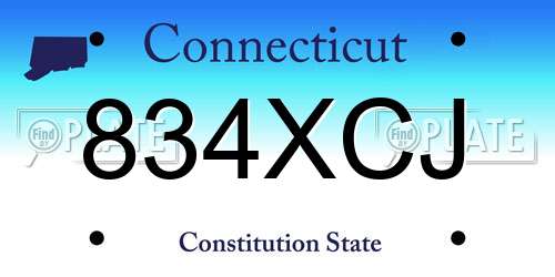 834XCJ Connecticut License Plate
