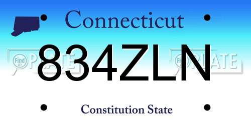 834ZLN Connecticut License Plate