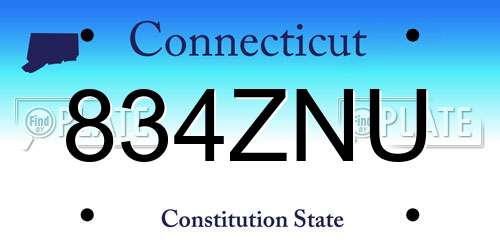 834ZNU Connecticut License Plate
