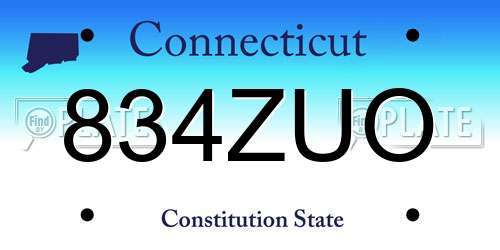 834ZUO Connecticut License Plate