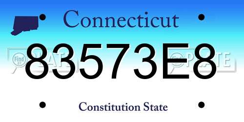 83573E8 Connecticut License Plate