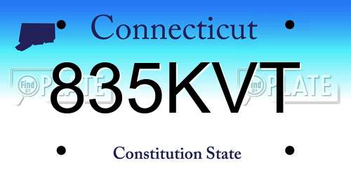 835KVT Connecticut License Plate
