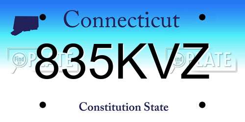 835KVZ Connecticut License Plate