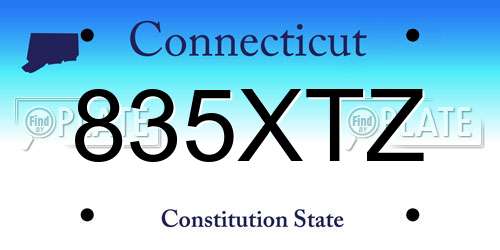835XTZ Connecticut License Plate