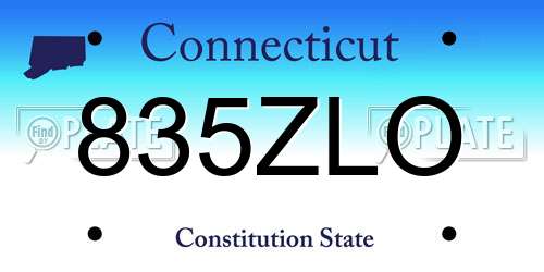 835ZLO Connecticut License Plate