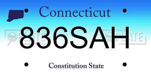 836SAH Connecticut License Plate