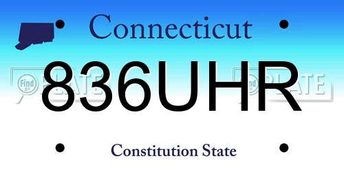 836UHR Connecticut License Plate