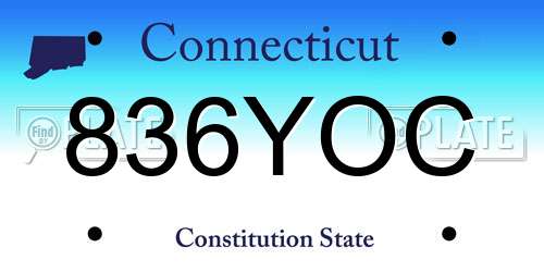 836YOC Connecticut License Plate