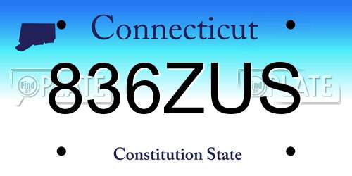 836ZUS Connecticut License Plate