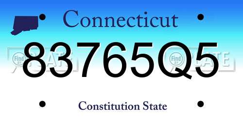83765Q5 Connecticut License Plate