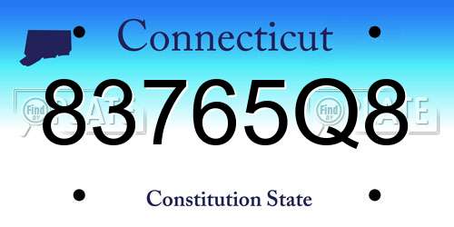 83765Q8 Connecticut License Plate