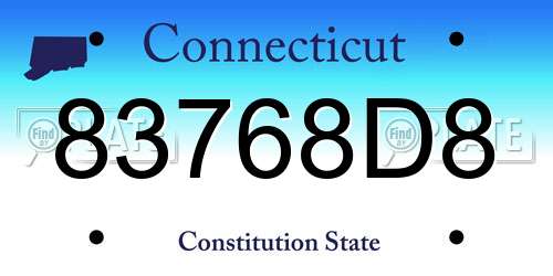 83768D8 Connecticut License Plate