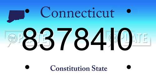 83784I0 Connecticut License Plate