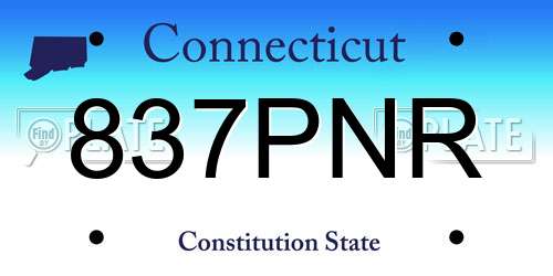 837PNR Connecticut License Plate