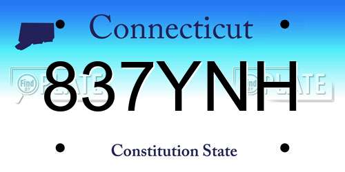 837YNH Connecticut License Plate