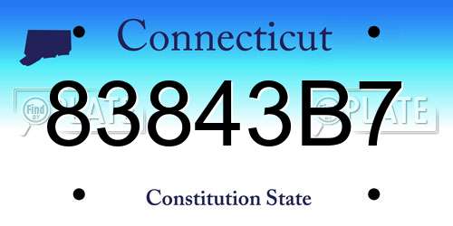 83843B7 Connecticut License Plate
