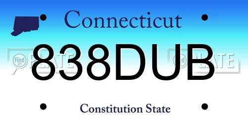 838DUB Connecticut License Plate