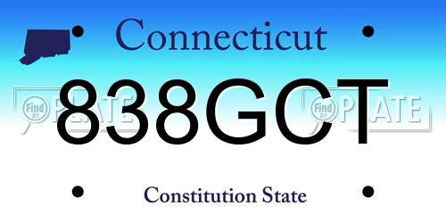 838GCT Connecticut License Plate