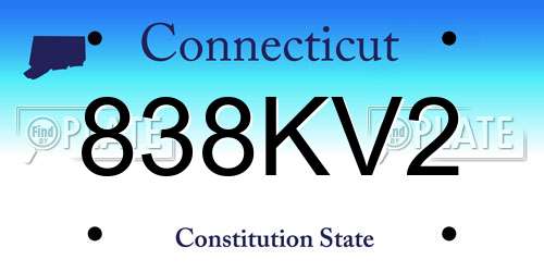 838KV2 Connecticut License Plate
