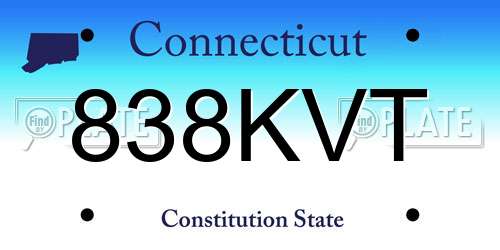 838KVT Connecticut License Plate