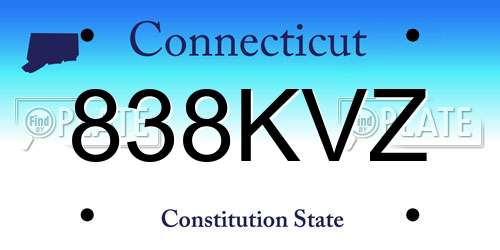 838KVZ Connecticut License Plate