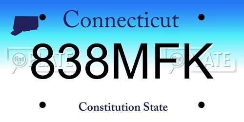 838MFK Connecticut License Plate