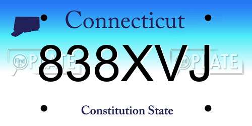 838XVJ Connecticut License Plate
