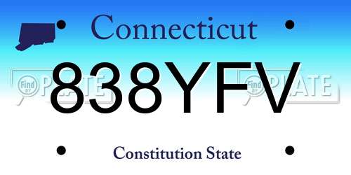 838YFV Connecticut License Plate