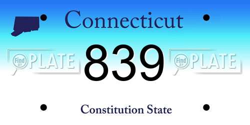 839 Connecticut License Plate