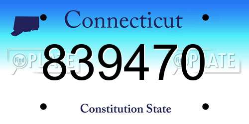 839470 Connecticut License Plate