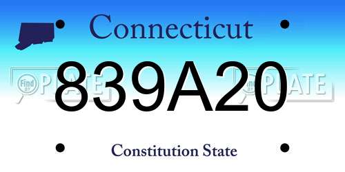 839A20 Connecticut License Plate