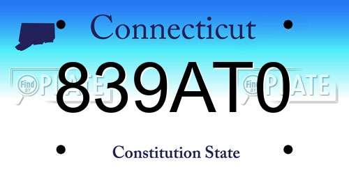839AT0 Connecticut License Plate