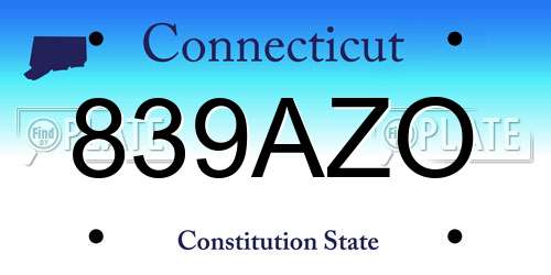 839AZO Connecticut License Plate