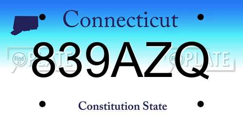 839AZQ Connecticut License Plate